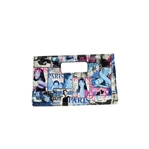 Vintage Vinyl Fashion Magazine Collage Print Clutch Purse Bag - Read Below